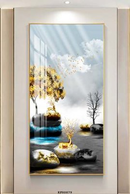 File tranh File tranh hiện đại pha lê gương KF80879 (ảnh gốc) in trần 3D