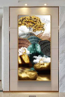 Tải file File tranh hiện đại pha lê gương KF80890 (gốc) chủ đề phong thủy
