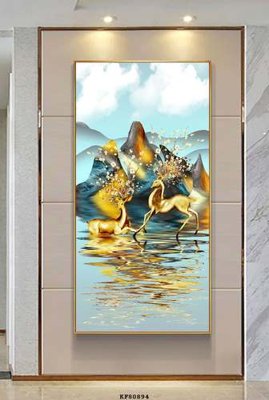 File gốc File tranh hiện đại pha lê gương KF80894 (in lụa) tranh phong thủy