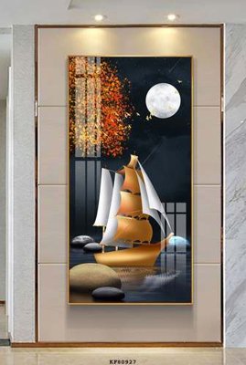 File in trần File tranh hiện đại pha lê gương KF80927 (file gốc) xuyên sáng