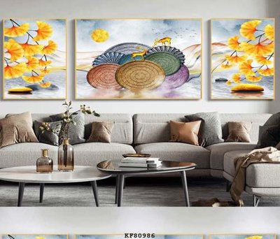 File in ấn File tranh hiện đại pha lê gương KF80986 (bản gốc) cao cấp