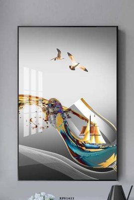 Download file gốc File tranh hiện đại pha lê gương KF81422 (in lụa) tranh 3D