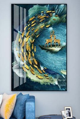 File tranh File tranh hiện đại pha lê gương KF82002 (bản gốc) treo quán cafe