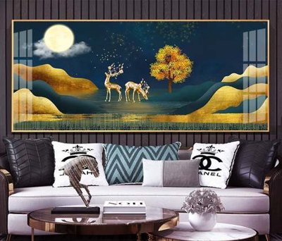 File in mica File tranh hiện đại pha lê gương KF83089 (bản gốc) làm vách ngăn