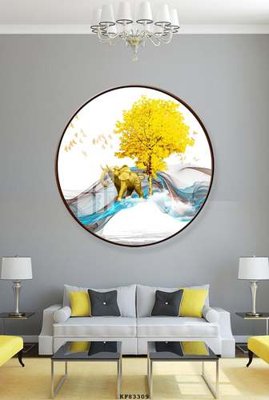 File in trần File tranh hiện đại pha lê gương KF83309 (file gốc) hoa văn 3D