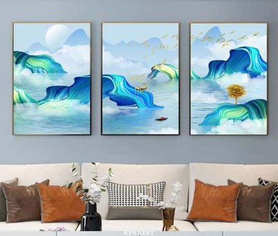 Hình ảnh file gốc File tranh hiện đại pha lê gương KF83391 cho in UV