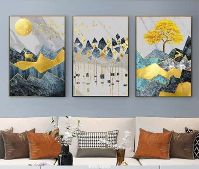 File gốc File tranh hiện đại pha lê gương KF83485 (in lụa) hoa văn cổ điển