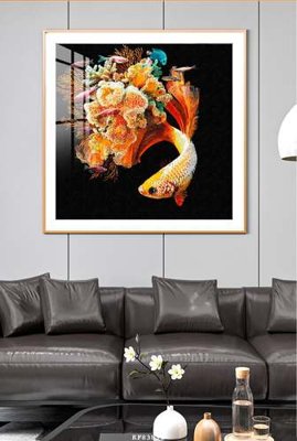 File in mica File tranh hiện đại pha lê gương KF83811 (bản gốc) làm vách ngăn