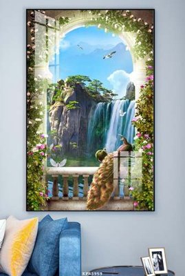 File in lụa File tranh hiện đại pha lê gương KF83959 (hoa văn) File tranh hiện đại pha lê gương KF83959