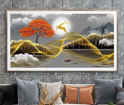 File in trần File tranh hiện đại pha lê gương KF84114 (bản gốc 3D) sống động