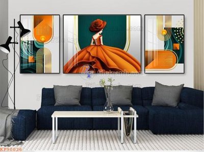 File in lụa File tranh hiện đại pha lê gương KF90026 (chất lượng cao) File tranh hiện đại pha lê gương KF90026