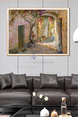 File in trần File tranh hiện đại pha lê gương KF90111 (bản gốc) hoa văn