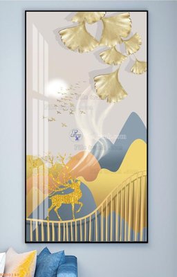 File tranh File tranh hiện đại pha lê gương KF90143 (bản gốc) in lụa dán tường