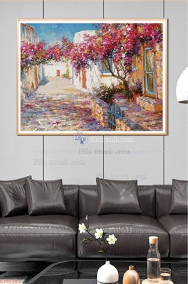 Tải file File tranh hiện đại pha lê gương KF90381 (gốc) chủ đề hoa sen