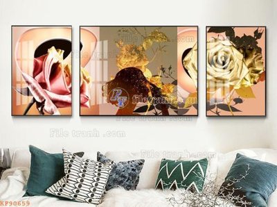 Ảnh gốc File tranh hiện đại pha lê gương KF90659 (độ nét cao) in tráng gương