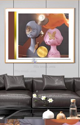 File gốc File tranh hiện đại pha lê gương KF90690 (in lụa) tranh mã đáo