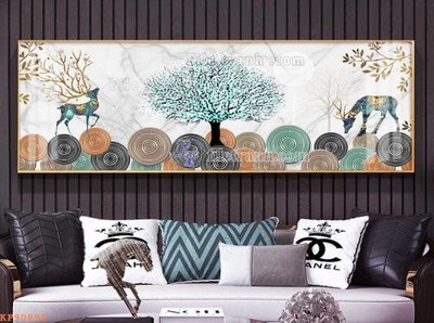 File tranh File tranh hiện đại pha lê gương KF90806 (file gốc) chủ đề phong thủy