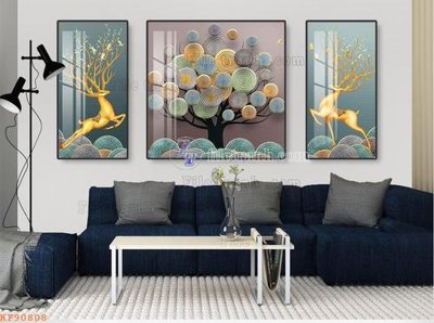 File in lụa File tranh hiện đại pha lê gương KF90808 (chất lượng cao) File tranh hiện đại pha lê gương KF90808