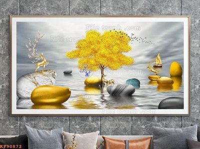 File in mica File tranh hiện đại pha lê gương KF90872 (bản gốc) siêu trong