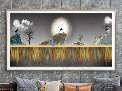 File gốc File tranh hiện đại pha lê gương KF91049 (in lụa) họa tiết 3D