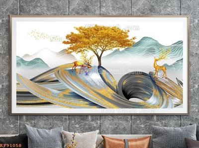 File gốc File tranh hiện đại pha lê gương KF91058 (in lụa) tranh phong thủy