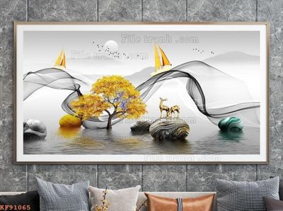 Ảnh gốc file in lụa File tranh hiện đại pha lê gương KF91065 chi tiết