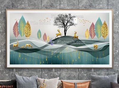 File ảnh File tranh hiện đại pha lê gương KF91067 (gốc) in decal dán tường