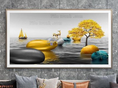 File in lụa File tranh hiện đại pha lê gương KF91077 (tân cổ điển) File tranh hiện đại pha lê gương KF91077