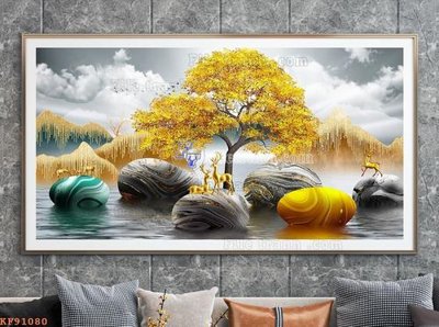 File in lụa File tranh hiện đại pha lê gương KF91080 (tân cổ điển) File tranh hiện đại pha lê gương KF91080