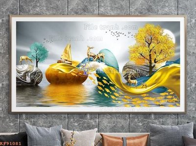 File PSD File tranh hiện đại pha lê gương KF91081 (bản gốc) chất lượng nhất