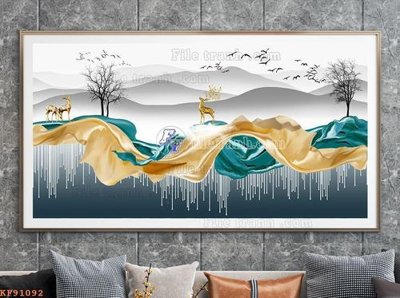 File in ấn File tranh hiện đại pha lê gương KF91092 chuyên nghiệp