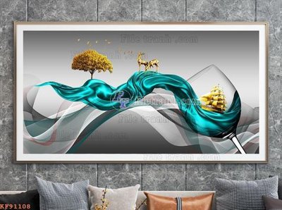 File tranh File tranh hiện đại pha lê gương KF91108 (bản gốc) treo tường