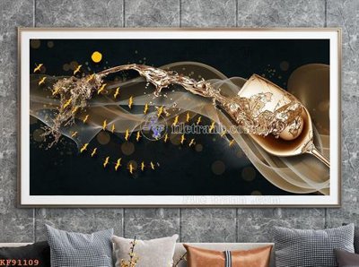 Hình ảnh file gốc in lụa File tranh hiện đại pha lê gương KF91109