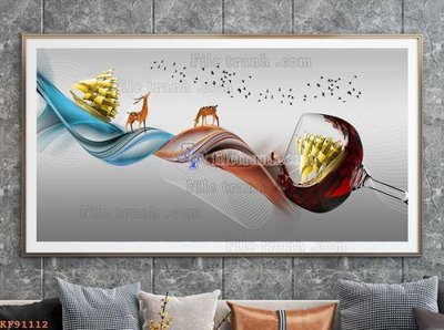 File in trần File tranh hiện đại pha lê gương KF91112 (file gốc) chủ đề vũ trụ