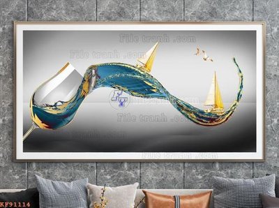 Tải file File tranh hiện đại pha lê gương KF91114 (gốc) chủ đề hoa sen