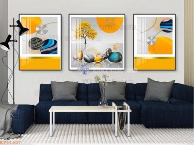 Download file gốc File tranh hiện đại pha lê gương KF91407 (in lụa) tranh 3D