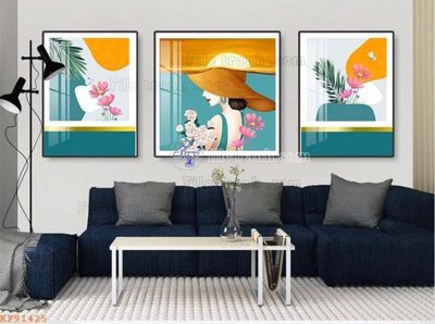 File gốc File tranh hiện đại pha lê gương KF91425 (in lụa) tranh mã đáo