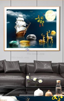 File tranh File tranh hiện đại pha lê gương KF91477 (gốc) chủ đề thiên nhiên