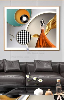 File tranh File tranh hiện đại pha lê gương KF91498 (bản gốc) treo quán cafe