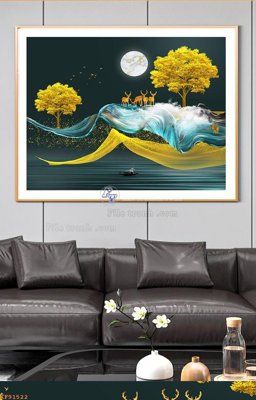 Tải file File tranh hiện đại pha lê gương KF91522 (gốc) chủ đề hoa sen