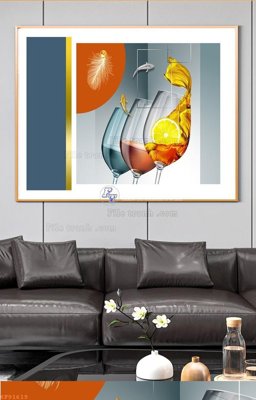 File tranh File tranh hiện đại pha lê gương KF91619 (bản gốc) treo quán cafe