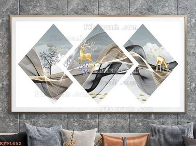 File in mica File tranh hiện đại pha lê gương KF91652 (bản gốc) làm vách ngăn