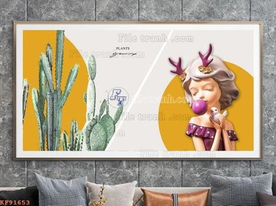 File tranh File tranh hiện đại pha lê gương KF91653 (bản gốc) treo phòng ăn