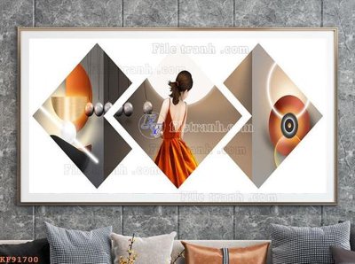 Tải file tranh gốc File tranh hiện đại pha lê gương KF91700 chất lượng cao