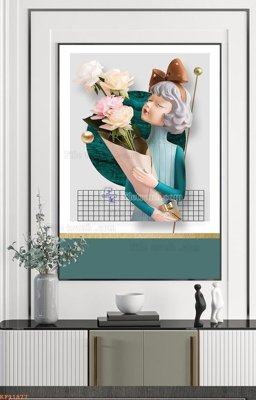 Hình ảnh file gốc in trần nhà File tranh hiện đại pha lê gương KF91877