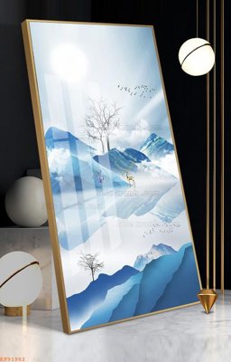 File in trần File tranh hiện đại pha lê gương KF91982 (file gốc) hoa văn 3D