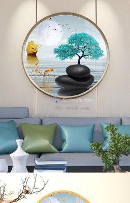 File in trần File tranh hiện đại pha lê gương KF92058 (bản gốc) phong cảnh