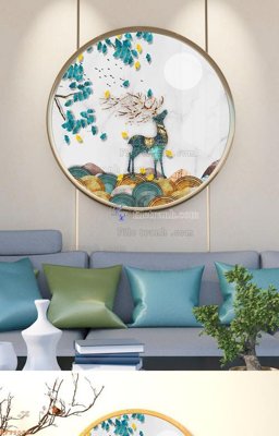 File in trần File tranh hiện đại pha lê gương KF92076 (file gốc) xuyên sáng