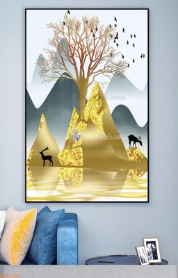 File tranh File tranh hiện đại pha lê gương KF92185 (bản gốc) in lụa 3D