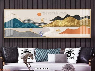 File gốc File tranh hiện đại pha lê gương KF92263 (in lụa) hoa văn cổ điển